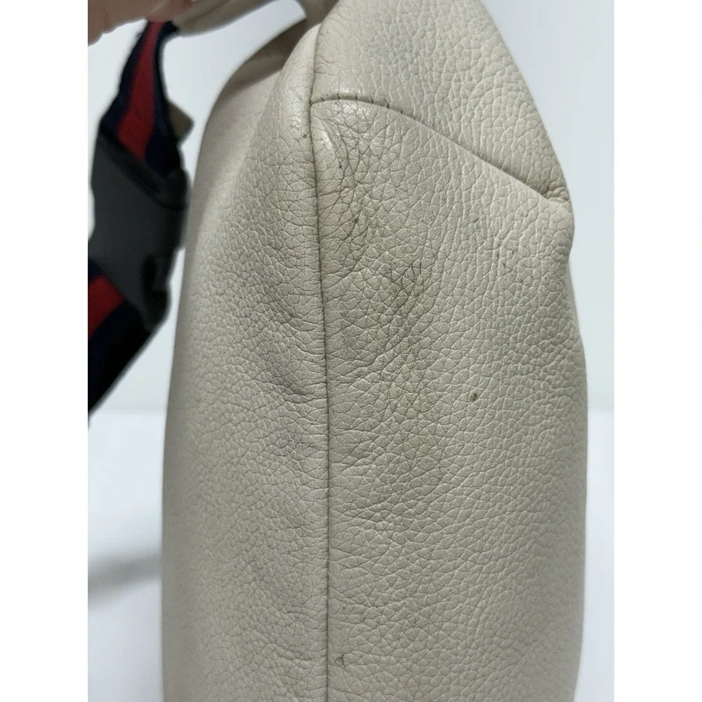 Gucci Logo Belt Bag White Leather Web Stripe Waist Crossbody Fanny Pack COA - Picture 5 of 15